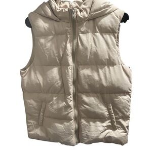 SHEIN Beige Puffy Vest plus hood